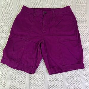 Croft Barrow Bermuda Shorts Size 12 Raspberry Cotton Stretch